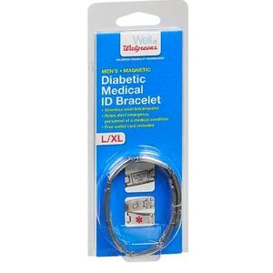 Men's Magnetic Diabetic Medical ID Bracelet - Stainless Steel